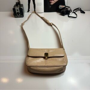 Y2K Jay Herbert Elegant Beige Crocodile-Embossed Crossbody Bag
